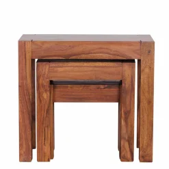 Clearance Wohnen Holz Beistelltisch 3er-Set Hoslo aus Sheesham massiv (dreiteilig)
