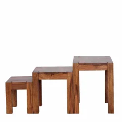 Clearance Wohnen Holz Beistelltisch 3er-Set Hoslo aus Sheesham massiv (dreiteilig)