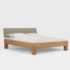 Outlet Wohnen Holz Bett mit Polsterkopfteil Zalto in Buche natur und Beige