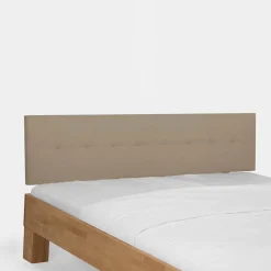 Outlet Wohnen Holz Bett mit Polsterkopfteil Zalto in Buche natur und Beige