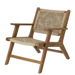 Hot Wohnen Holz Sessel mit Kordel Geflecht in Beige - Rave