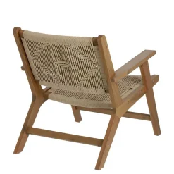 Hot Wohnen Holz Sessel mit Kordel Geflecht in Beige - Rave