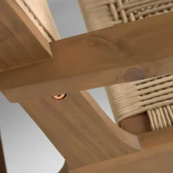 Hot Wohnen Holz Sessel mit Kordel Geflecht in Beige - Rave