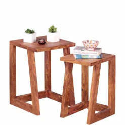 Best Wohnen Holz Tische Set Hoslo ineinander schiebbar (zweiteilig)