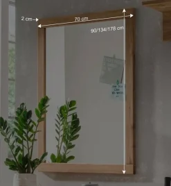 New Wohnen Holz Wandspiegel in Eiche Natur - Teano