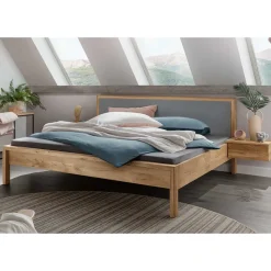 Sale Wohnen Holzbett aus Wildeiche in 140x200 cm - Martinez