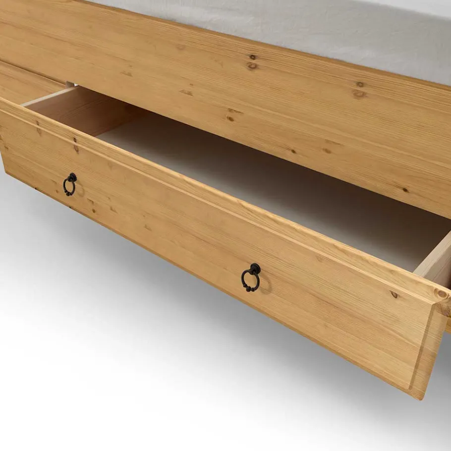 Sale Wohnen Holzbett Corabia mit Nachtkommoden (dreiteilig)