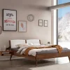 Outlet Wohnen Holzbett in Nussbaum Braun mit Weiß - Bacaro