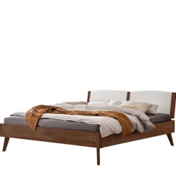 Outlet Wohnen Holzbett in Nussbaum Braun mit Weiß - Bacaro