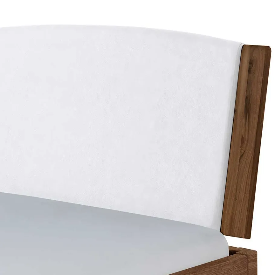 Outlet Wohnen Holzbett in Nussbaum Braun mit Weiß - Bacaro