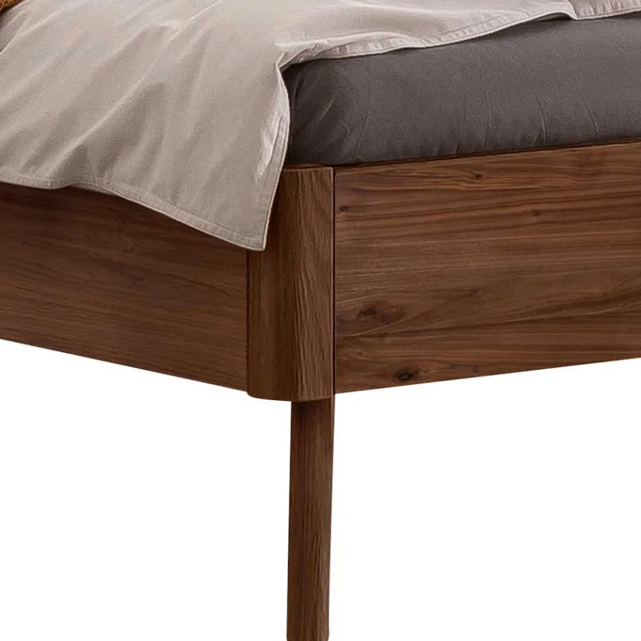 Outlet Wohnen Holzbett in Nussbaum Braun mit Weiß - Bacaro