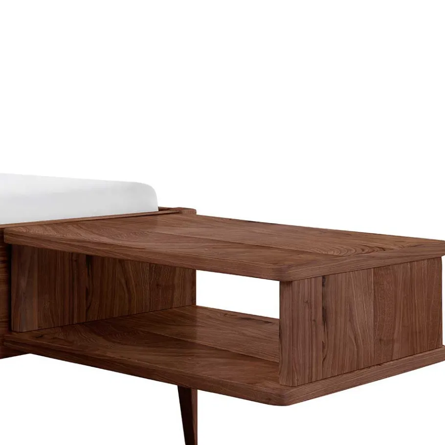 Outlet Wohnen Holzbett in Nussbaum Braun mit Weiß - Bacaro