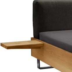 Online Wohnen Holzbett mit Chenille Kopfteil & Nachttische - Nadescha (dreiteilig)
