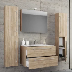 Online Wohnen Holznachbildung Badezimmer Möbel - Caleena (vierteilig)
