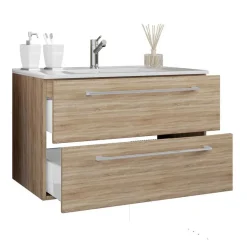 Online Wohnen Holznachbildung Badezimmer Möbel - Caleena (vierteilig)