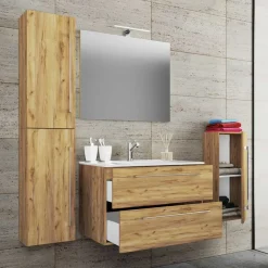 Online Wohnen Holzoptik Badezimmer Möbel - Karin (vierteilig)