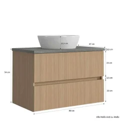 Clearance Wohnen Holzoptik Badezimmermöbel Set - Leitha (fünfteilig)