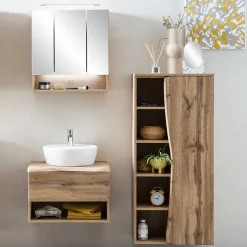 Outlet Wohnen Holzoptik Badmöbel mit Baumkante - Tofias (dreiteilig)