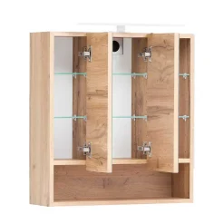 Outlet Wohnen Holzoptik Badmöbel mit Baumkante - Tofias (dreiteilig)