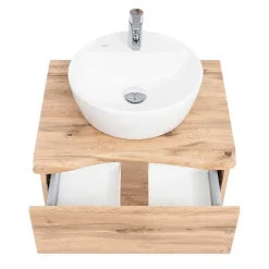Outlet Wohnen Holzoptik Badmöbel mit Baumkante - Tofias (dreiteilig)