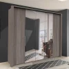 Outlet Wohnen Holzoptik Kleiderschrank mit Spiegel - Crenba