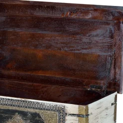 Clearance Wohnen Holztruhe in Antikweiß Schwarz Bronze - Lismiangra