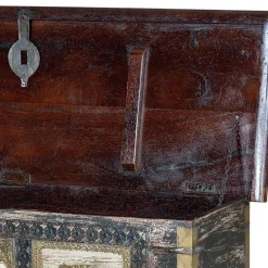 Outlet Wohnen Holztruhe in Schwarz Antikweiß Bronze Braun - Rene