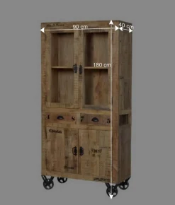 Discount Wohnen Holzvitrine Indri auf Rollen