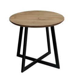 Best Wohnen Industrial Beistelltisch mit Holzplatte Rund - Castelan