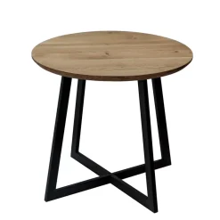 Best Wohnen Industrial Beistelltisch mit Holzplatte Rund - Castelan