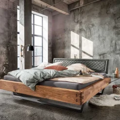Best Wohnen Industrial Bett mit Recyclingleder Kopfteil - Cresp