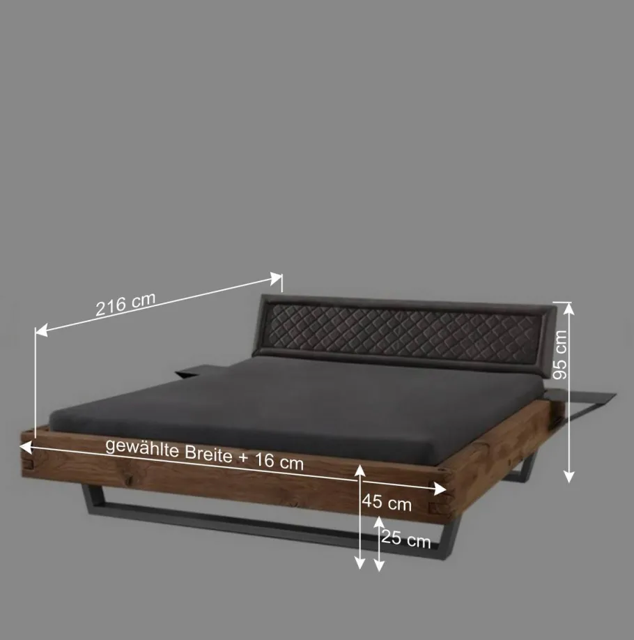 Best Wohnen Industrial Bett mit Recyclingleder Kopfteil - Cresp