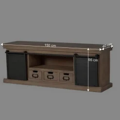 Online Wohnen Industrial Chic TV Kommode mit Schiebetüren - Jantonia