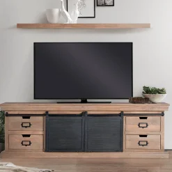Online Wohnen Industrial Chic TV Lowboard mit Schiebetüren - Jantonia