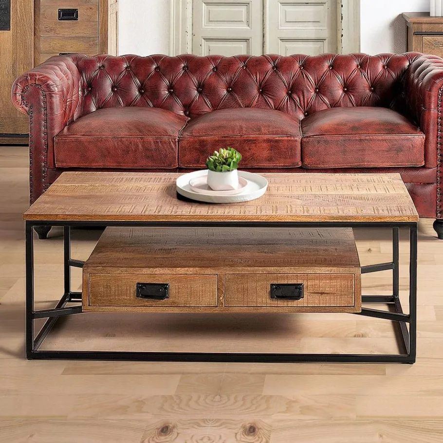 Outlet Wohnen Industrial Couchtisch mit Stauraum und Ablage - Olmidava