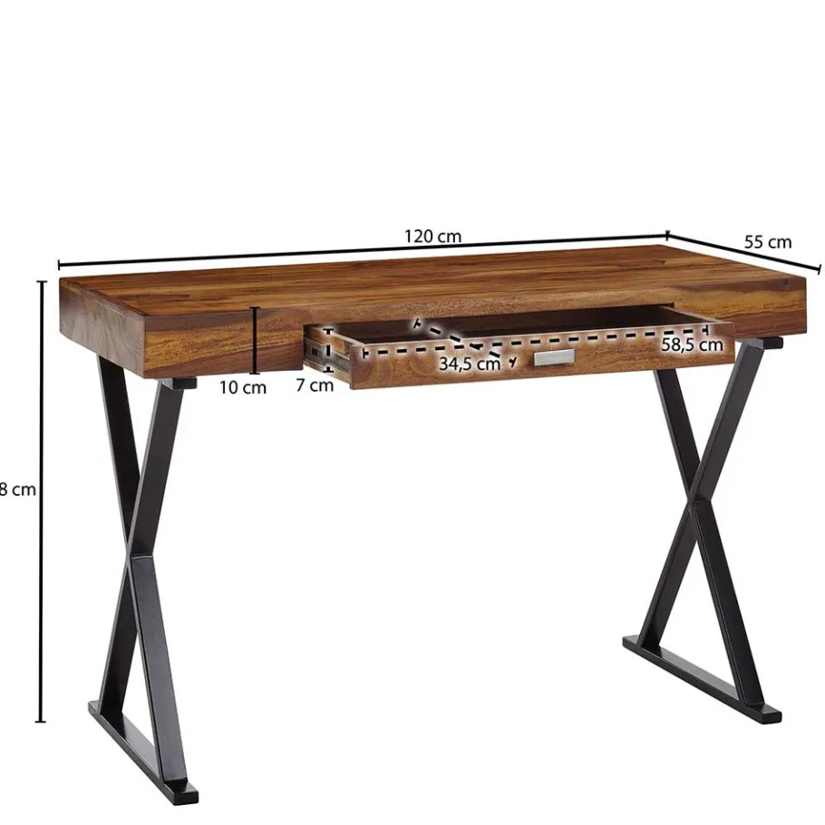 Sale Wohnen Industrial Design Schreibtisch aus Sheesham Holz - Apolon