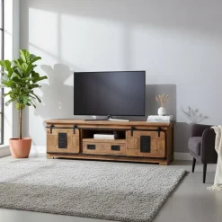 New Wohnen Industrial Design TV Lowboard aus Mangoholz - Semian