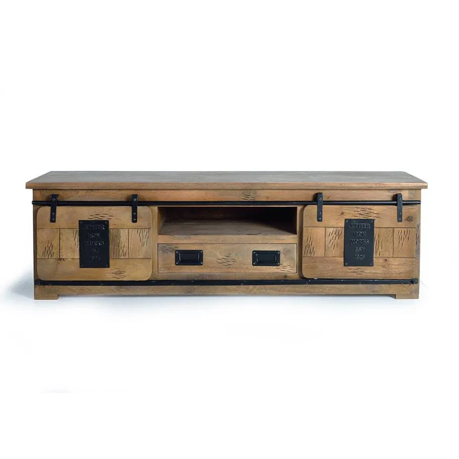 New Wohnen Industrial Design TV Lowboard aus Mangoholz - Semian