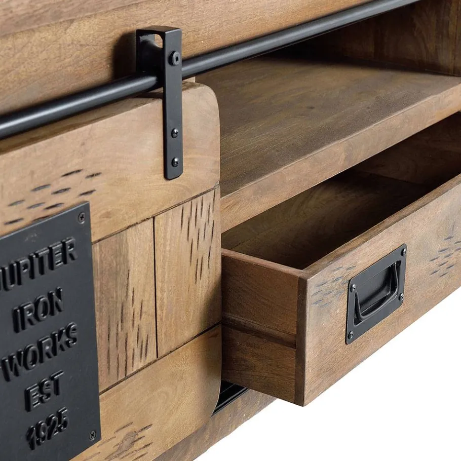 New Wohnen Industrial Design TV Lowboard aus Mangoholz - Semian