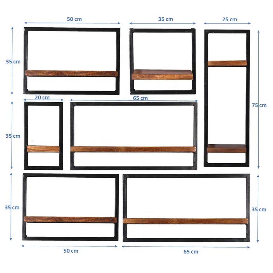 Discount Wohnen Industrial Design Wandboard Set - Mendoza (siebenteilig)