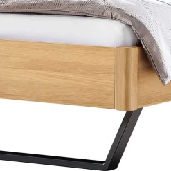 New Wohnen Industrial Designbett aus Eiche Hell geölt - Saye