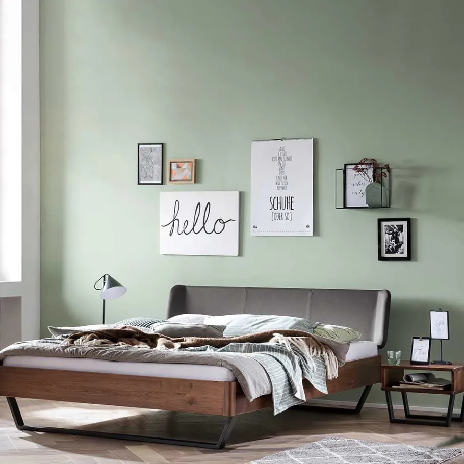 Wohnen Industrial Doppelbett in Nussbaum Braun - Lavrin