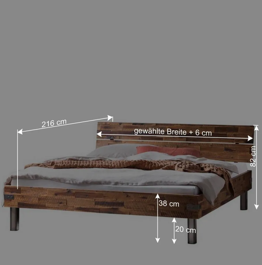 New Wohnen Industrial Einzelbett aus Akazie massiv - Vetonia