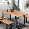Outlet Wohnen Industrial Esstisch mit Baumkante Akazie - Hovalta