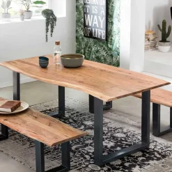 Outlet Wohnen Industrial Esstisch mit Baumkante Akazie - Hovalta