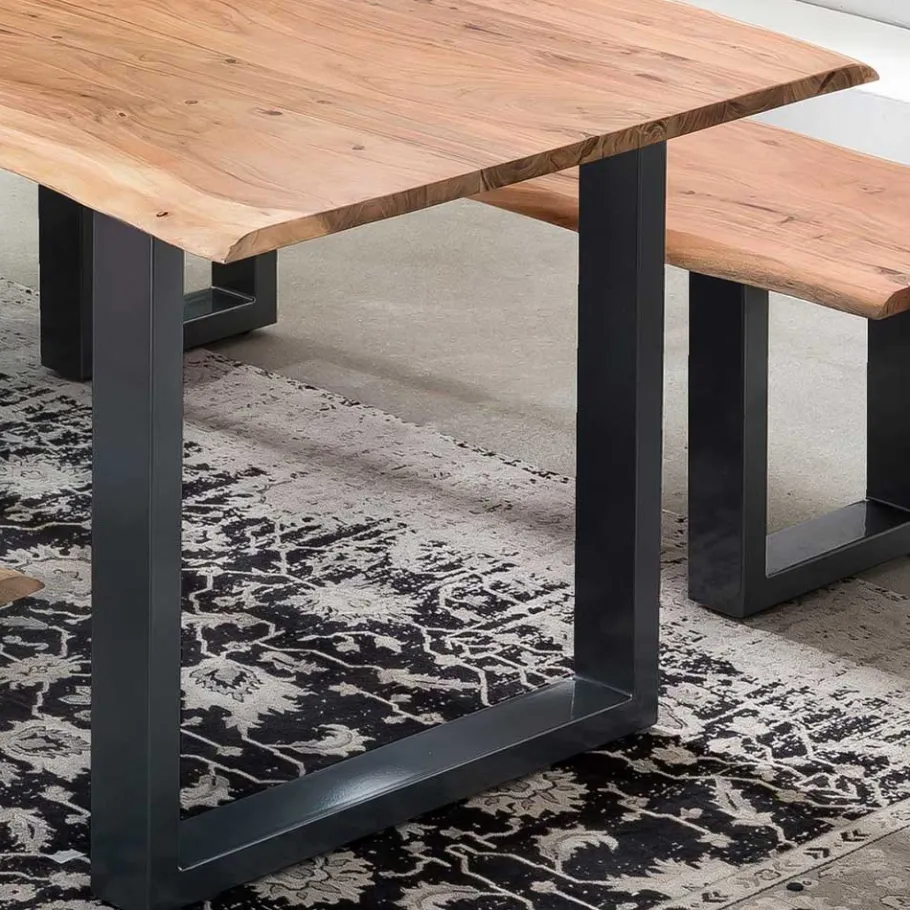 Outlet Wohnen Industrial Esstisch mit Baumkante Akazie - Hovalta