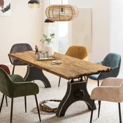 Discount Wohnen Industrial Esstisch mit Teak Altholzplatte - Banyo