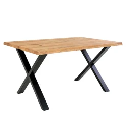 Outlet Wohnen Industrial Esszimmertisch mit Baumkante Eiche - Hiloria