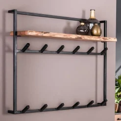 Best Wohnen Industrial Garderobe mit Ablageboden aus Akazie - Wandawo