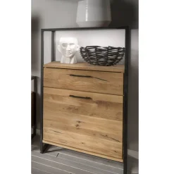 Clearance Wohnen Industrial Highboard aus Wildeiche und Stahl - Ingbo